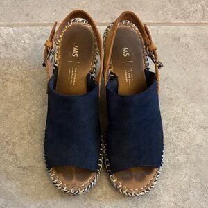 Toms Navy Blue Open-Toe Espadrille Sandals